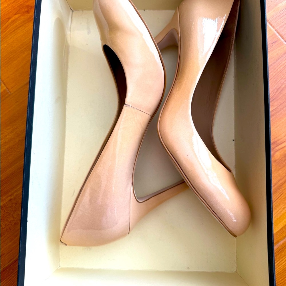 Elegant Nude Patent Leather Pumps